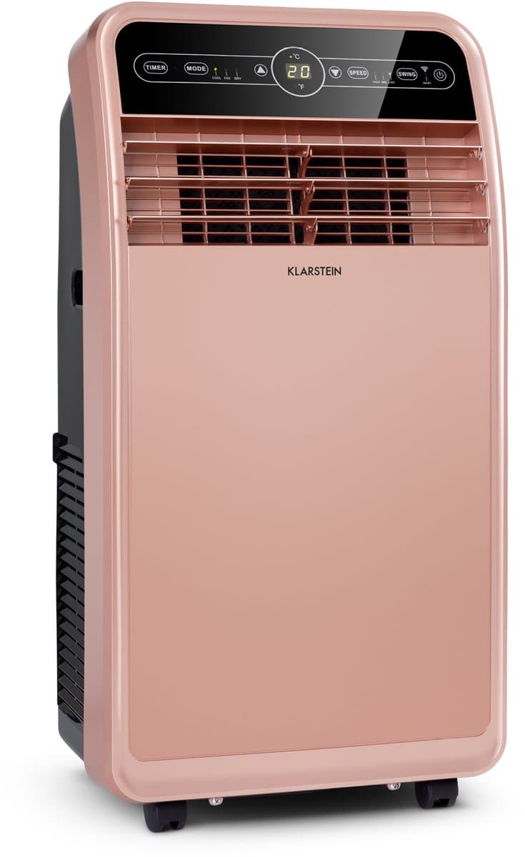 Klarstein Mobiele airconditioner met luchtafvoerslang, 4-in-1 airconditioner met ventilator, luchtontvochtiger & nachtmodus, Kleine & draagbare airconditioner met app-bediening, 12000 BTU Laag verbruik,5 kW voor 59 m² - Afstandsbediening Timer — afbeelding 1