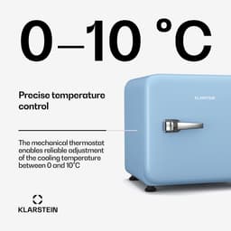 Klarstein Audrey Evo 43L minikoelkast - retro design, stil (40 dB), compacte koelkast met verstelbare pootjes en omkeerbare deur, mechanische thermostaat, wit, ideaal voor slaapkamers en kantoren — thumbnail 5