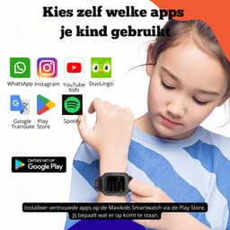 Maxikids Smartwatch Kinderen - GPS Horloge Kind Met Simkaart - GPS Tracker Kind - Kinder Smartwatch - Smartwatch Android - 4G - Stappenteller - Videobellen - HD Camera - SOS-Knop - Whatsapp en SMS - Elke Polsmaat - Gratis weekplanner - Gratis eBook — thumbnail 10