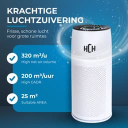 HCH Luchtreiniger - Air Balance - Air Purifier - HEPA filter - Werkt tegen huisstofmijt, hooikoorts, allergie en stof - 3 standen + slaapstand en automatische stand - Luchtkwaliteit indicator - 500 m² - CADR 300 m³/h - Stil, 20 db — thumbnail 12
