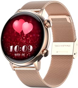 Smartwatch voor Dames 1.19inch AMOLED - Hartslagmeter - Stappenteller - Slaapmonitor - Multisport - Compatibel met Android en iOS - Waterproof - ZWART - Staal Band — thumbnail 2