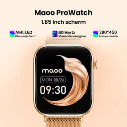 Maoo ProWatch AMOLED Smartwatch Dames en Heren - Milanese Bandje en 3 Siliconen Bandjes - Stappenteller - Hartslagmeter- Bloeddrukmeter - Slaapmonitor - Multisport - Geschikt voor Android en iOS - Rosé Goud — thumbnail 6