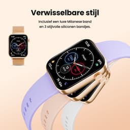 Maoo ProWatch AMOLED Smartwatch Dames en Heren - Milanese Bandje en 3 Siliconen Bandjes - Stappenteller - Hartslagmeter- Bloeddrukmeter - Slaapmonitor - Multisport - Geschikt voor Android en iOS - Rosé Goud — thumbnail 8