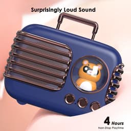 JeiibrZui Bluetooth Luidspreker - Draagbare Mini Speaker - Waterdicht 400 mAh Batterij 5 Uur Speelduur - 1 stuks - Retro Design Blauw — thumbnail 5