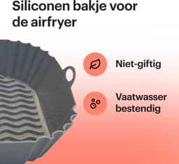 HipWare - Airfryer Siliconen mandje - Antiaanbaklaag - Vaatwasserbestendig - Vierkant - Grijs — thumbnail 2