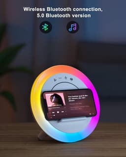 Crrynuo - Bluetooth Speaker - Draadloze Speaker - Multifunctionele LED Speaker - 1 Stuk - 4-In-1: Speaker + Nachtlamp + Oplader + Houder - Wit — thumbnail 4