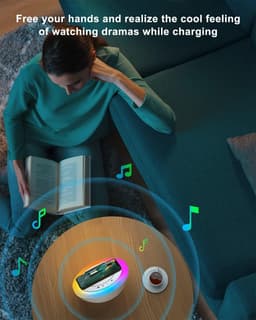 Crrynuo - Bluetooth Speaker - Draadloze Speaker - Multifunctionele LED Speaker - 1 Stuk - 4-In-1: Speaker + Nachtlamp + Oplader + Houder - Wit — thumbnail 2