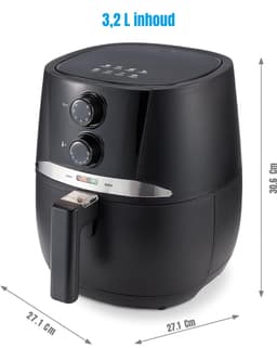 SCH® Mini airfryer - Airfryer - Airfryer klein - Zwart - ‎27cm x 27cm x 31cm — thumbnail 3