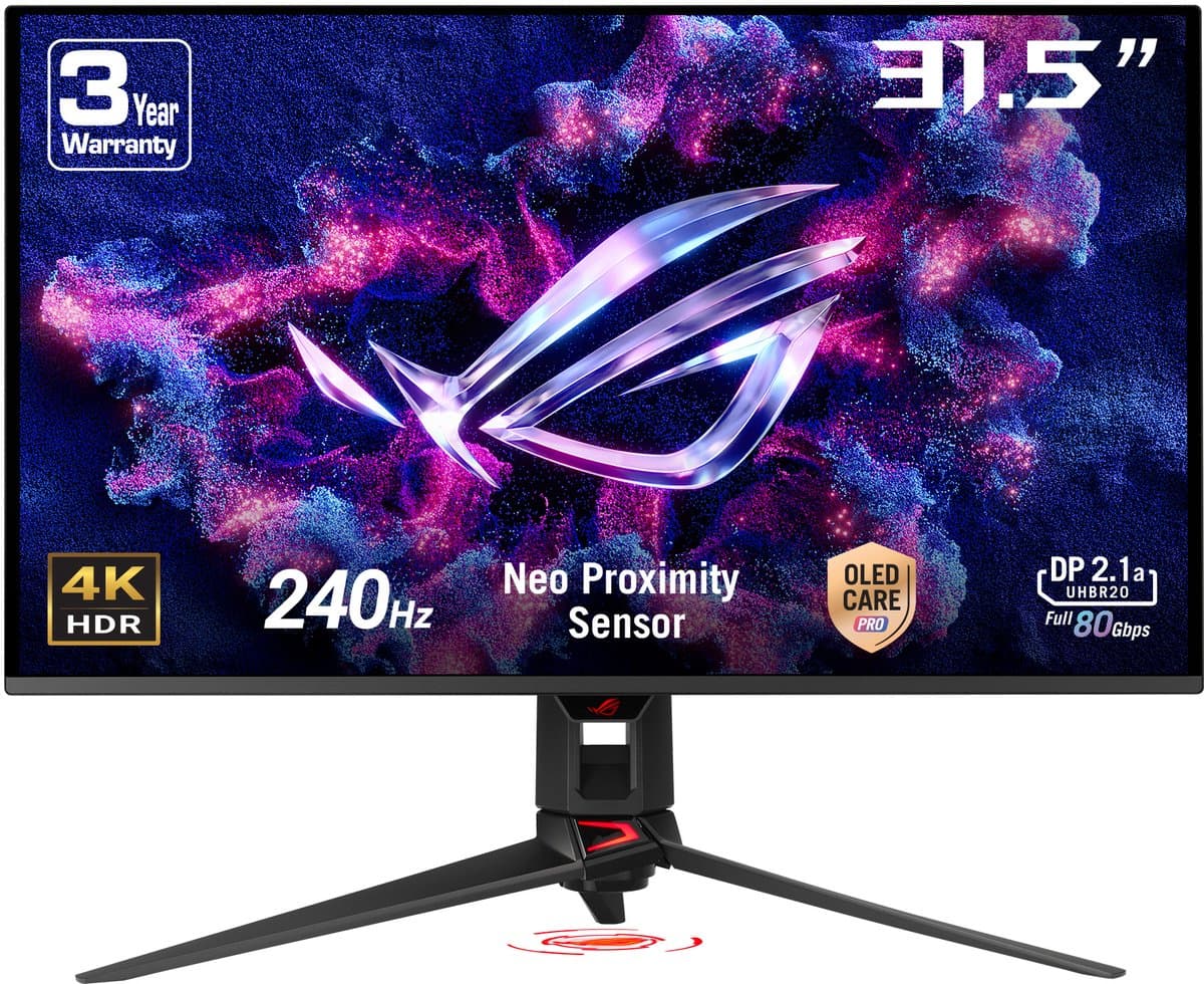 ASUS ROG Swift OLED PG32UCDMR - 4K UHD QD-OLED Gaming Monitor - USB-C 90W Power Delivery - 240Hz - 0.03ms - G-Sync Compatible - 31.5 Inch — afbeelding 1
