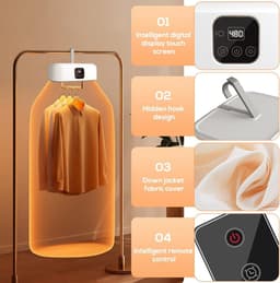 Draagbare Wasdroger - 600W Elektrische Wasdroger - droger warmtepompdroger - Opvouwbare droger - Afstandsbediening met timer - Twee snelheden - Geschikt voor thuis, campers, appartementen en hotels - Wit — thumbnail 4