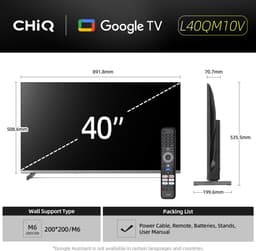 CHiQ L40QM10V - Smart TV 40 Inch - QLED Pro Google TV - FHD 1080P - Randloos Metal Design - Dolby Audio - 2025 Nieuw — thumbnail 4
