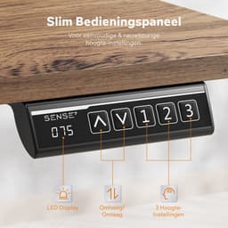 SENSE7 NOJO LIGHT - Zit Sta Bureau - 140 cm x 70 cm - Elektrisch bureau - Verstelbare bureau - Elektrische Hoogteverstelling, Hoogte 72-118 cm, Intelligent Bedieningspaneel, Donkerbruin — thumbnail 6
