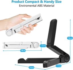 Crrynuo-Verstelbare -tabletstandaard - voor iPad-Samsung Galaxy en Kindle Fire-tablets - Draagbare tabletstandaard - Bureautelefoonhouder voor iPhone-Samsung (zwart) — thumbnail 6