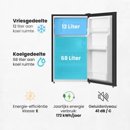 Salora COOLFREEZE48BL - Tafelmodel koelkast met vriesvak - Koelkast - Zwart - 80 L — thumbnail 6