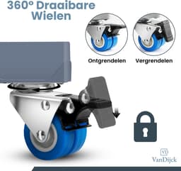 VanDijck Wasmachine Verhoger - Met Wielen - Verstelbaar 42-75 cm - Max 300 kg — thumbnail 6