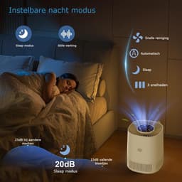 Luchtreiniger – air purifier – vervangbaar H13 HEPA filter en koolstof filter – 102m3/u – indicatie luchtkwaliteit – tegen stof, allergie, dierenharen, huisstofmijt en kooklucht – 3 snelheden, slaapstand en automatische stand – slimme luchtzuiveraar — thumbnail 3