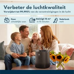Vibrix PureFlow15 Pro Luchtreiniger / Air Purifier – EPA H14 + koolstoffilter – 100 m³/u – Voor kamers tot 15 m² – Ionisator – App-bediening – Zeer stil met slaapstand – Luchtkwaliteitindicator — thumbnail 11