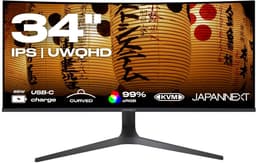 JAPANNEXT Curved Monitor 34" IPS UWQHD (3440x1440) | JN-IPSC34UWQHDR-C65W-H — thumbnail 1
