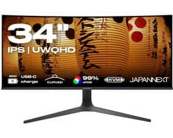 JAPANNEXT Curved Monitor 34" IPS UWQHD (3440x1440) | JN-IPSC34UWQHDR-C65W-H