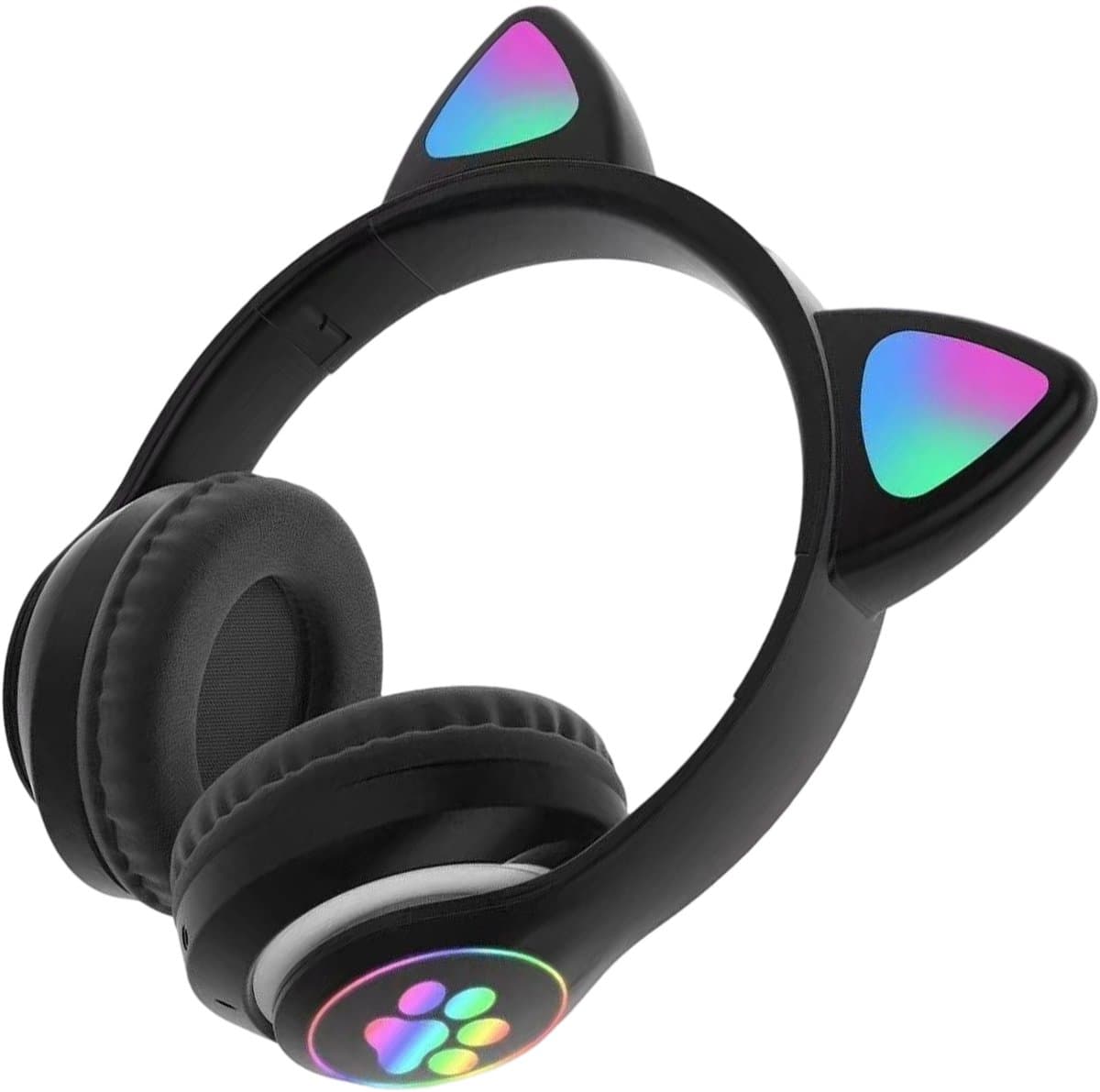 longziming Draadloze Kinder Koptelefoon – Cat Headphones met LED Oortjes – Bluetooth Hoofdtelefoon– Bluetooth 5.0 – Licht Groen – Met Verlichting – Opvouwbare opbergruimte – Zwart — afbeelding 1
