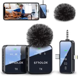 Strolox® Draadloze Microfoon Pro - 2 Stuks - Oplaadcase - Lavalier - Windshields - Dasspeld - Lange Batterij - USB-C/Lightning - Plug & Play — thumbnail 1