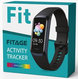 FITAGE Stappenteller & Hartslagmeter - Activity Tracker - Stappenteller Horloge - Smartwatch - Heren, Dames en Kinderen - Zwart — thumbnail 1