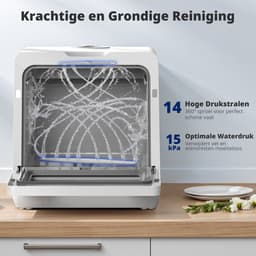 AIRMSEN Mini Vaatwasser - Met Waterontharder - Vrijstaand - Ingebouwd Watertank 5L - 4 Couverts - Wit/Zwart — thumbnail 3