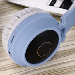 TDR- Draadloze Bluetooth koptelefoon - Over-Ear Koptelefoon voor Kinderen - Met Led Kat Oortjes - Bekend van TikTok - Grijsblauw — thumbnail 3