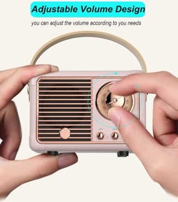 Retro bluetooth speaker- vintage decor - draagbare draadloze bluetooth speaker - Roze — thumbnail 6
