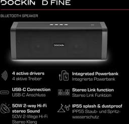 DOCKIN D Fine 50 W Draadloze stereoluidspreker Zwart — thumbnail 7