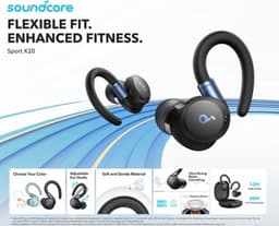 soundcore Sport X20 by Anker, True-Wireless Workout Earbuds, Rotatable and Extendable Ear Hooks, Noise Cancelling, Deep Bass, IP68 Waterproof, Sweatproof, Dustproof, 48H Play, Sport Earbuds for Gym — thumbnail 14