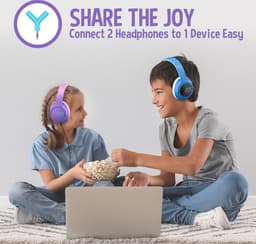 PowerLocus Bobo - Draadloze Koptelefoon voor Kinderen - Bluetooth koptelefoon - 74/85/94dB Volumebegrenzing - Led Verlichting - Audio Sharing Functie - Purple/Pink — thumbnail 8