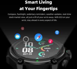 Smartwatch - GPS - Zwart - Inclusief 2 bandjes - Black Shark GS3 — thumbnail 2
