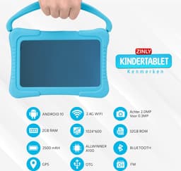 ZINLY® Kindertablet - 7 inch - Langdurig gebruik - kids tablet - Voor kinderen vanaf 3 jaar - Ouderlijk Toezicht App - Blauw — thumbnail 11