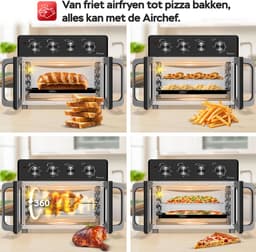 TurboTronic AF32MFD Airfryer Oven XXL – Dubbele Deur – 32L Vrijstaande Mini Oven – Heteluchtoven – Zwart — thumbnail 8