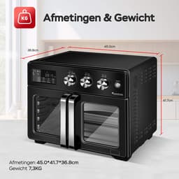 TurboTronic AFD32 Airfryer XXL en Oven – 12 Kookprogramma's – Vrijstaande Mini Oven – Instelbaar van 25 tot 230°C - 32L - Zwart — thumbnail 8