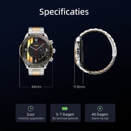 Maoo Titan AMOLED Smartwatch Heren - Special Edition - Stainless Steel en 2 TPU bandjes - Stappenteller - Hartslagmeter - Slaapmonitor - Multisport - Geschikt voor Android en iOS - Zilver en Goud — thumbnail 8