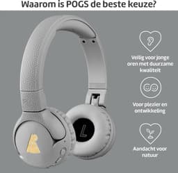 POGS - The Gecko 2 - Draadloze on-ear kinder koptelefoon - Bluetooth - Veilige volumebegrenzing - Duurzaam - Gratis app voor extra functies - rGrijs — thumbnail 6