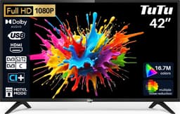 TuTu Standaard TV - LED Full HD - 42 inch/108 cm - Frameles Design - Tripple Tuner DVB-T/T2/S/S2/C - HDMI x2, USB x1, CI+ - Geassembleerd in Eindhoven - TUB42FD1N — thumbnail 1
