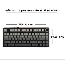 EPOMAKER x AULA F75 - Zwart/Grijs - Mechanisch Draadloos Toetsenbord - RGB - 75% - QWERTY - Gaming Keyboard - Leobog Reaper Switch — thumbnail 10