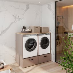 Wasmachine en droger ombouw - Met lade - Beige — thumbnail 1