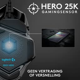 Logitech G502 HERO - Bedrade Gaming Muis - 25.600 DPI - Rechtshandig - Zwart — thumbnail 4