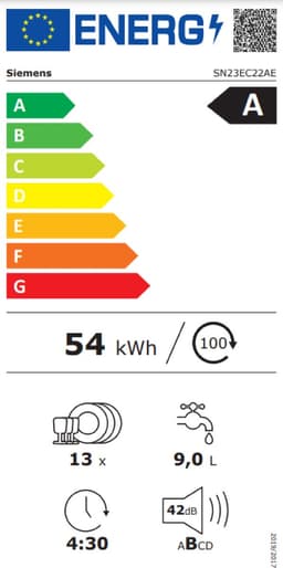 Siemens SN23EC22AE - iQ300 - Vrijstaande vaatwasser - 60 cm - Energielabel A - Home Connect - Geborsteld zwart staal, anti-fingerprint — thumbnail 2