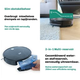 BrinQ Goods - Krachtige Robotstofzuiger Met Dweilfunctie - Met Laadstation - Dweilrobot - Met Afstandsbediening En App - Geschikt voor Huisdieren - Slimme Navigatie — thumbnail 9