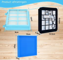 Filter set geschikt voor Philips PowerPro Compact and Power Pro Active en City filterset FC8010/02 FC8010/01 HEPA allergie - Stofzuiger onderdelen — thumbnail 3