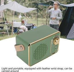 Retro bluetooth-speaker-Retro-speaker-Bluetooth 5.0-extra bas-groen — thumbnail 3