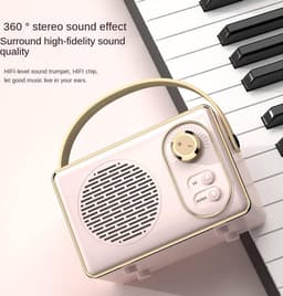 Hoogwaardige Retro Bluetooth speake - Bluetooth speaker - met Ultra Lange Batterijduur - Paars — thumbnail 5