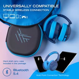 PowerLocus Lion - Koptelefoon kinderen - Kinder Koptelefoon Draadloos - Active Noise Cancelling - Volumelimiet 74/85/94 dB - Boom Microfoon voor Gaming - 70 Uur batterijduur - Blauw — thumbnail 6