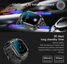 WizBay Premium Select® 1.96 inch AMOLED - Kompas - Bluetooth Bellen - Message - Dynamic Hartslag & Slaap Monitor - Bloeddruk & O2 - 100+ Sport Modi - 650mAh - Magnetic Laden - Zink Alloy Mat Zilveren Kast - Oranje TPU Band — thumbnail 12