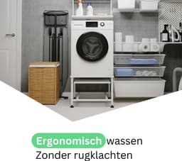 Wasophoogte® Wasmachine verhoger - Wasmachine opbouwmeubel - Wasmachine sokkel - 45 cm hoog - Wit - Universeel — thumbnail 9